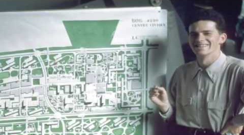 The architect, then a young student, presents his urban plan for Bogota. But at this time, "Colombia was not ready for this kind of modern urbanism."