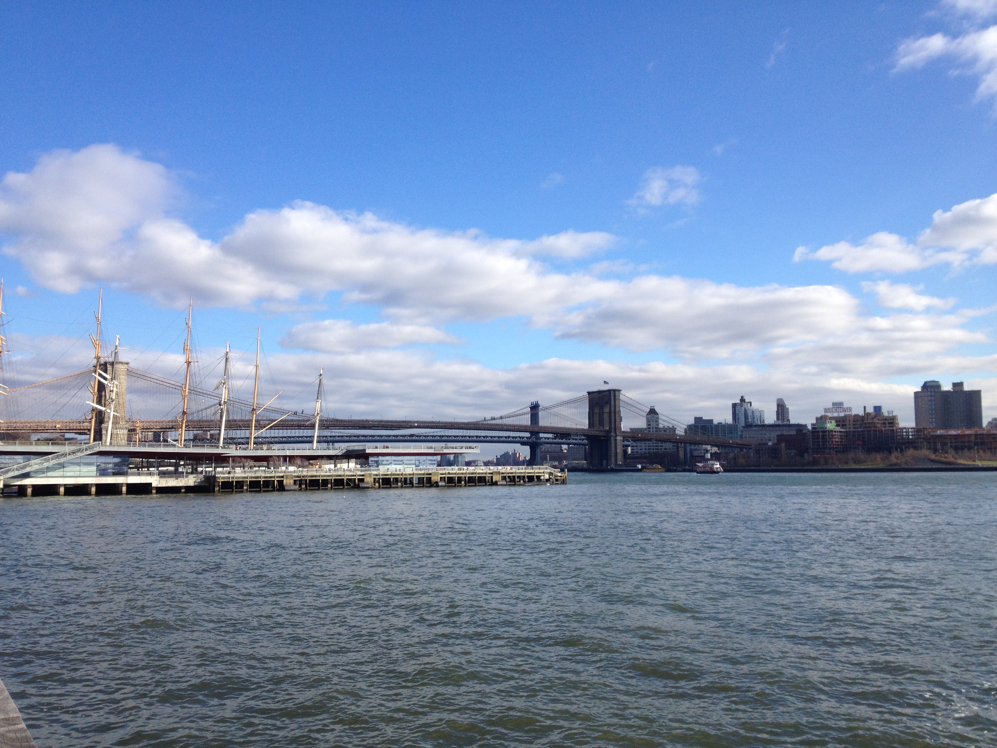 Piers 17 and 15, and the Manhattan bridge, seen from further South.